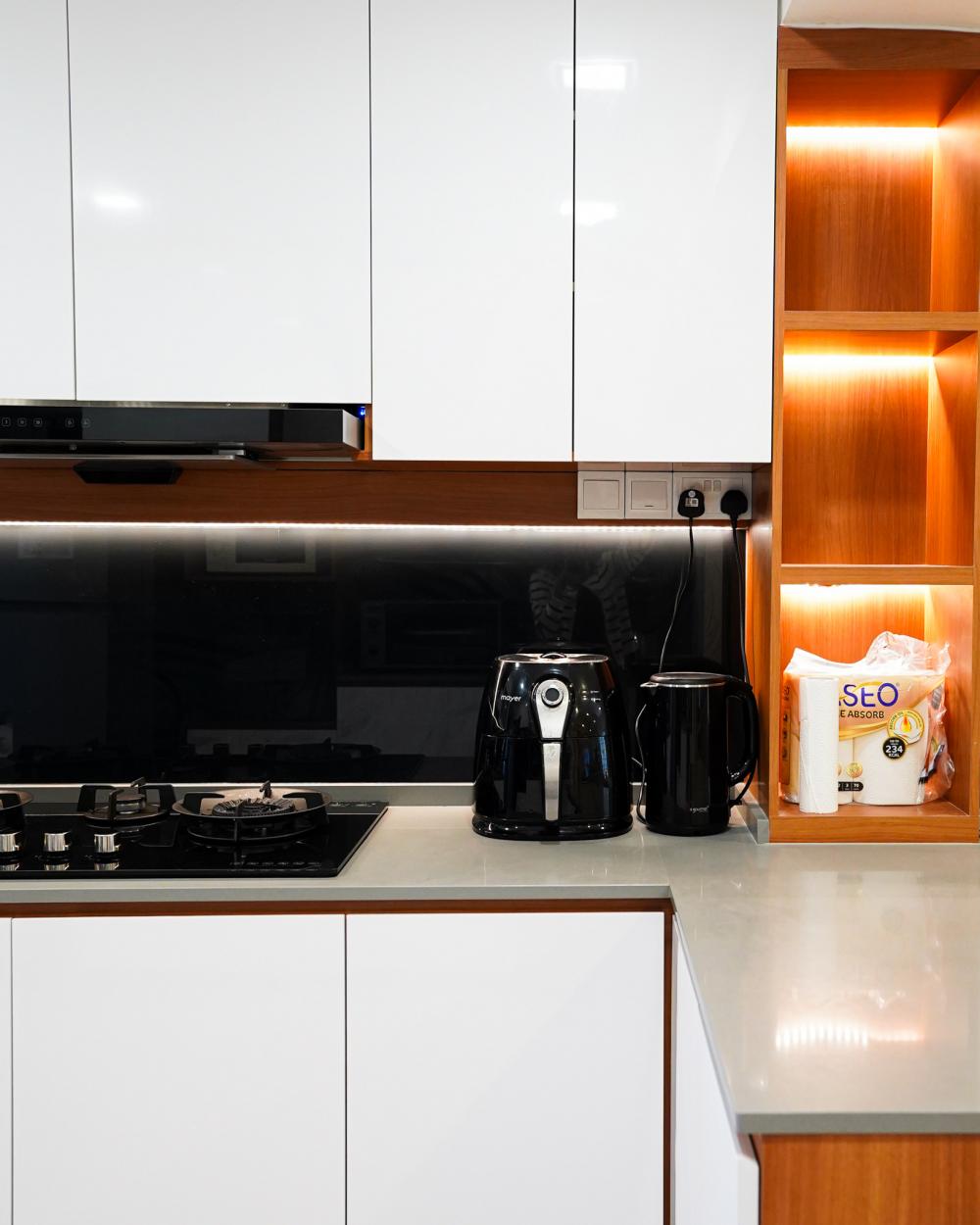 Scandinavian Kitchen with Countertop and Breakfast Counter