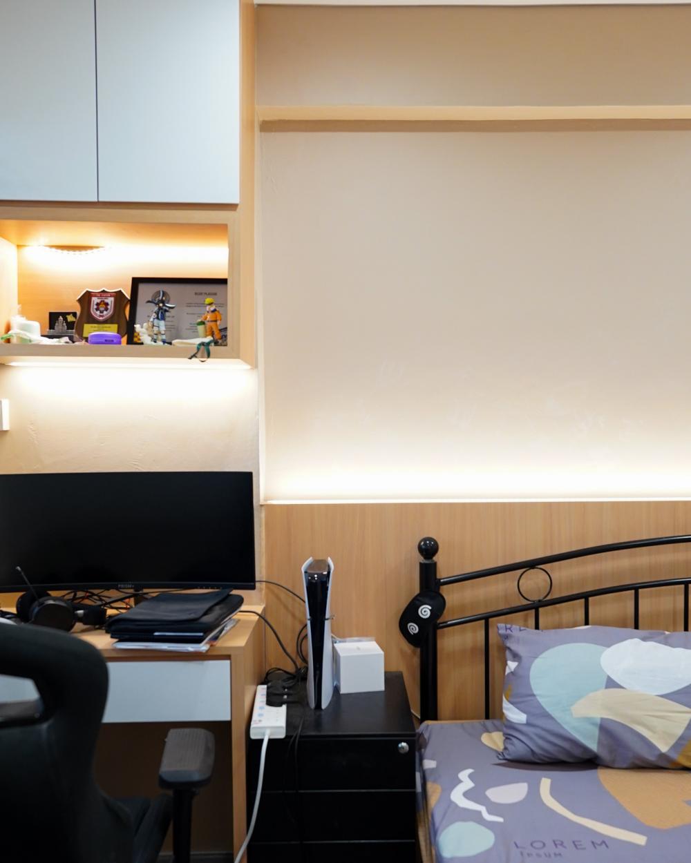 Scandinavian Kids Room with Bookshelf and Display Cabinets