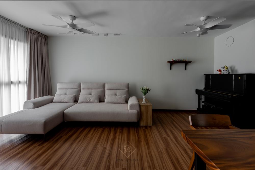 Transitional Living Room with Vinyl Flooring and Sofa
