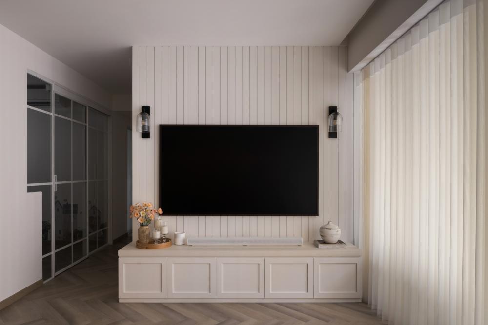 Modern Living Room with TV Console and Feature Wall