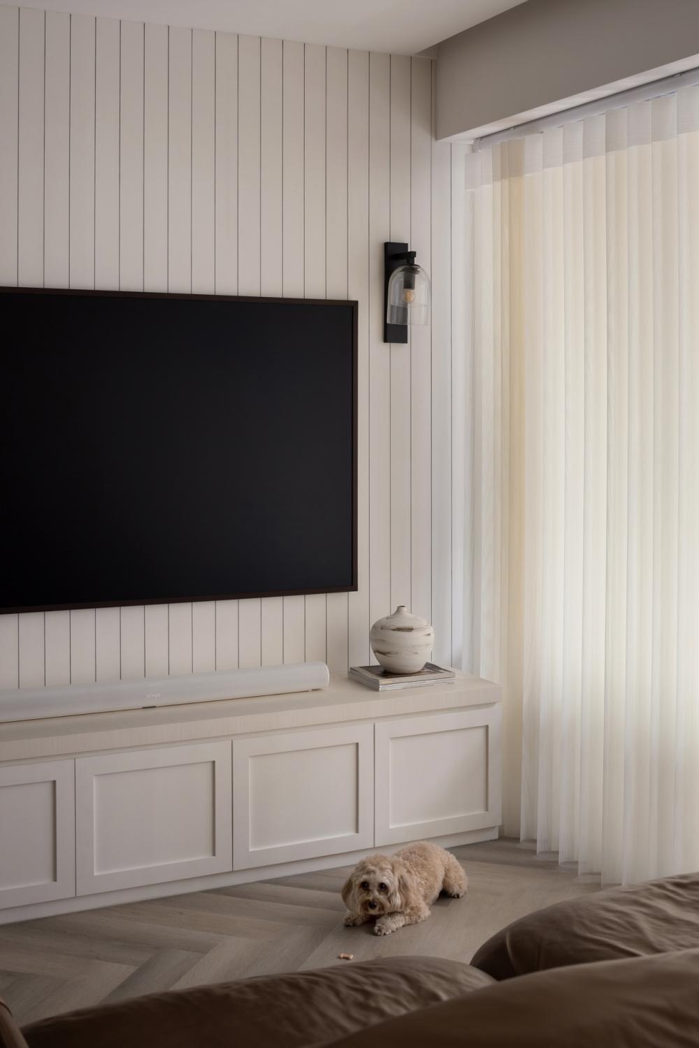 Modern Living Room with TV Console and Feature Wall