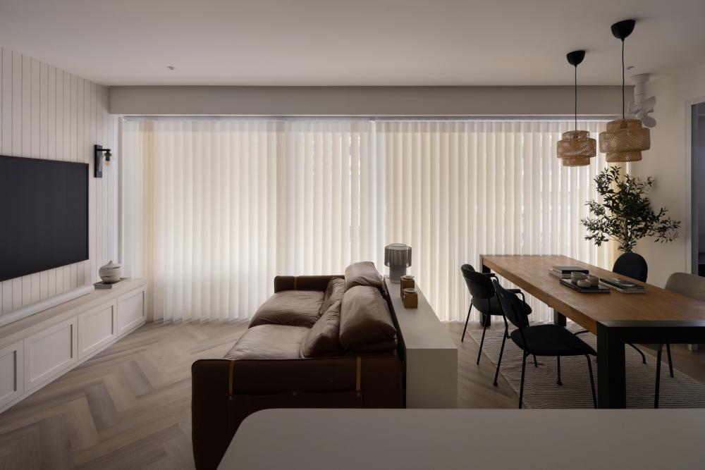Modern Living Room with Curtain and Sofa