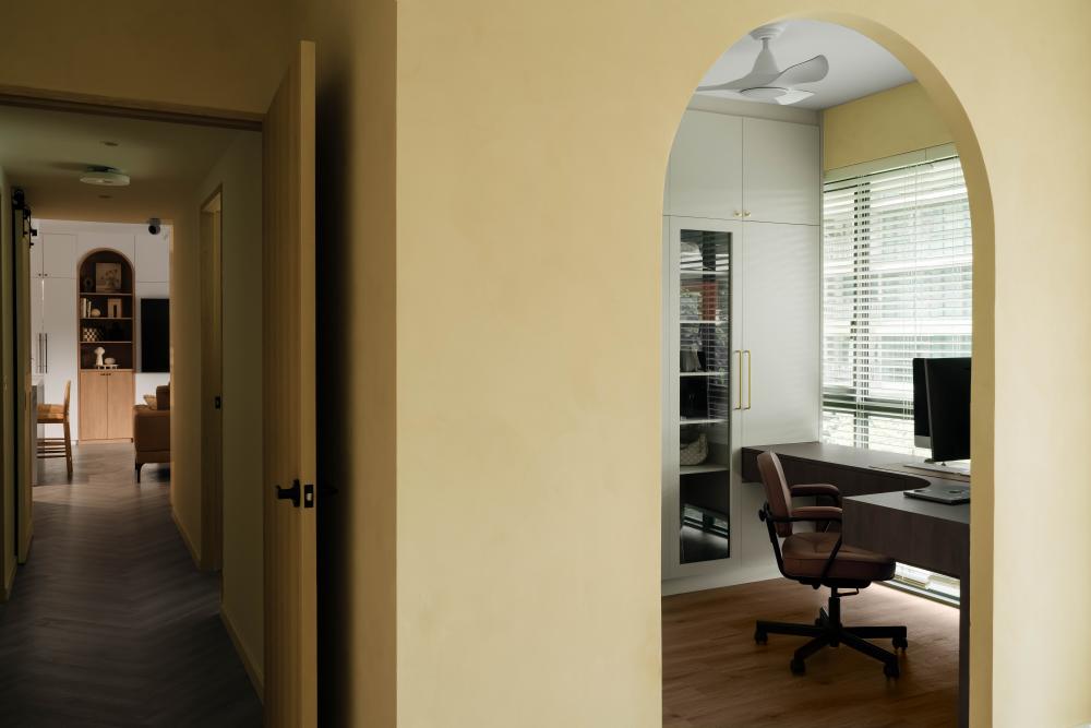 Contemporary Study with Storage Cabinets and Computer