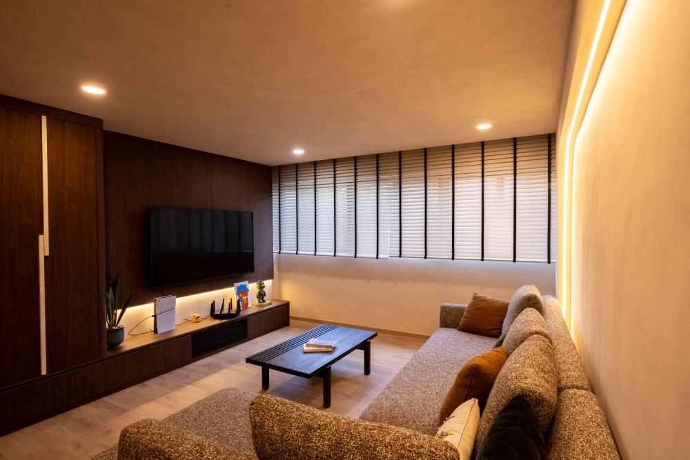 Contemporary Living Room with TV Console and Coffee Table
