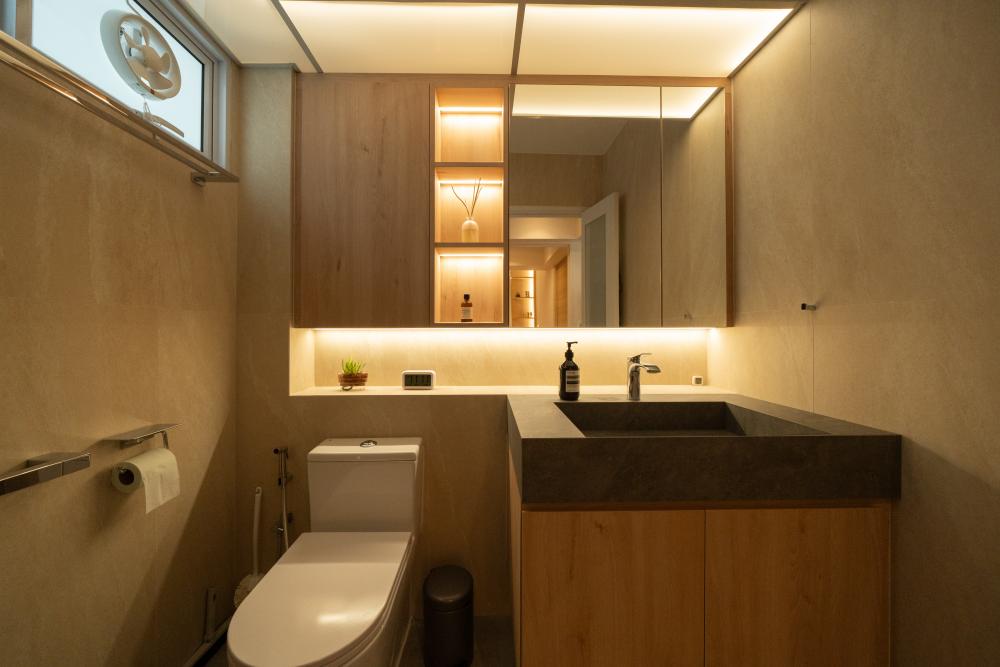 Scandinavian Bathroom with Mirror and Bathroom Mirrors