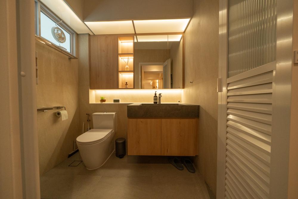 Scandinavian Bathroom with Bathroom Storage and Bathroom Sinks