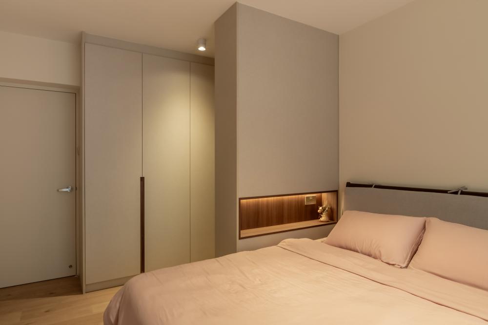 Minimalist Bedroom with Ceiling Light and Wardrobe