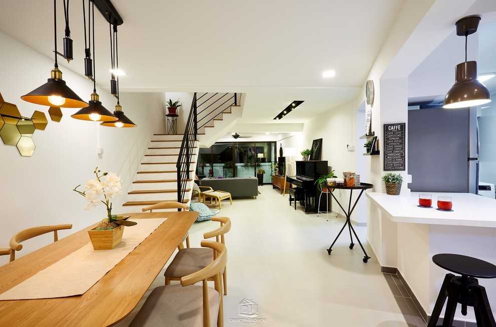 Modern Dining Room with Ceiling Light and Dining Table