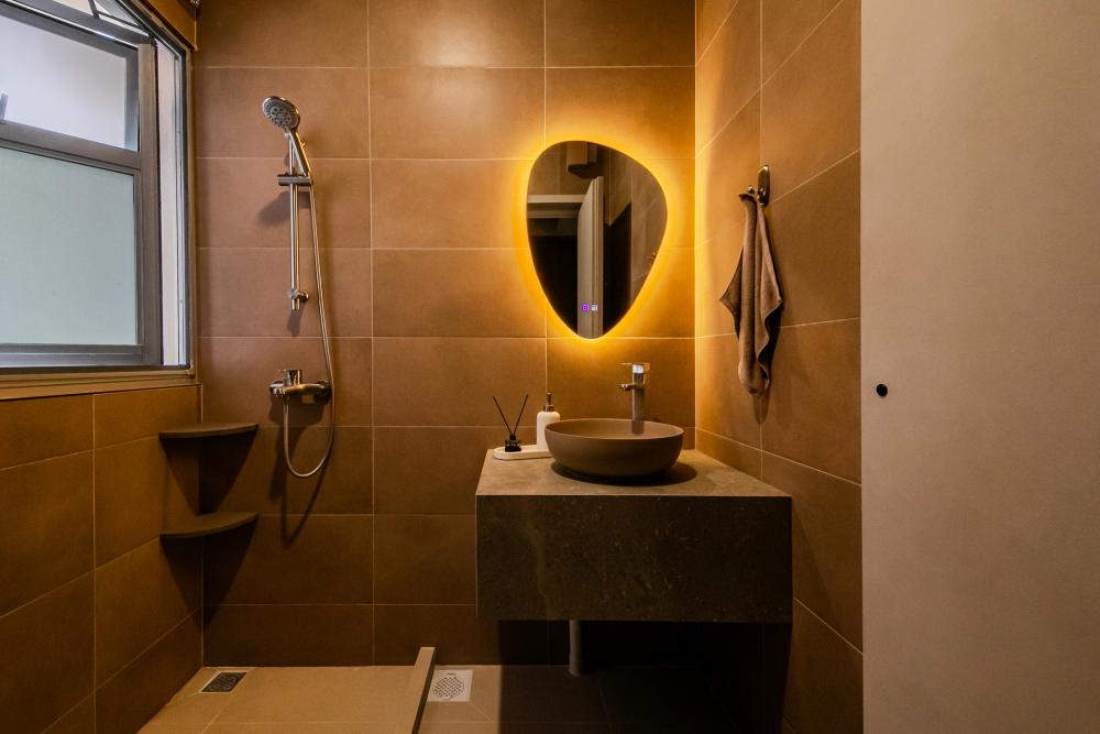 Scandinavian Bathroom with Mirror and Shower Screen