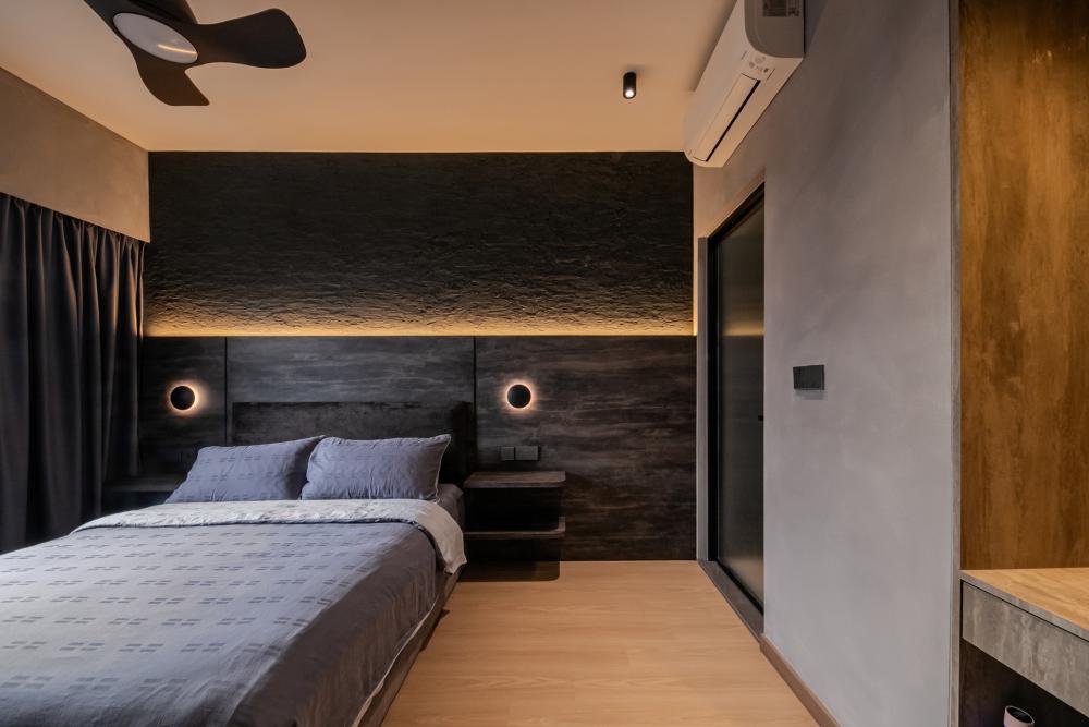 Scandinavian Bedroom with Vinyl Flooring and Wardrobe
