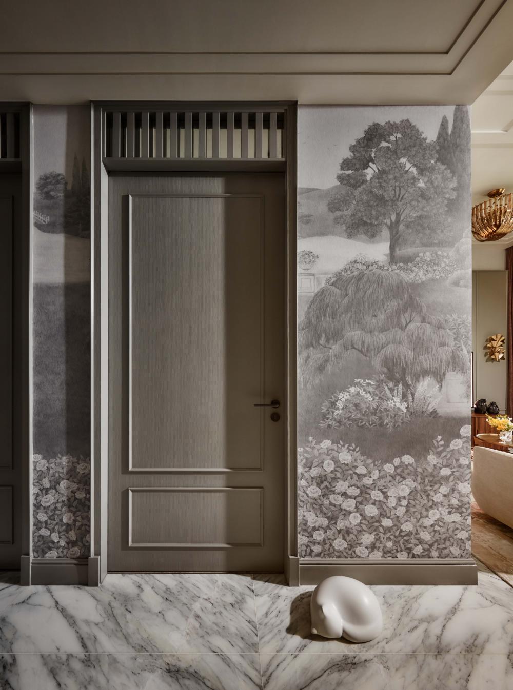 Modern Entryway with Mirror and Doors