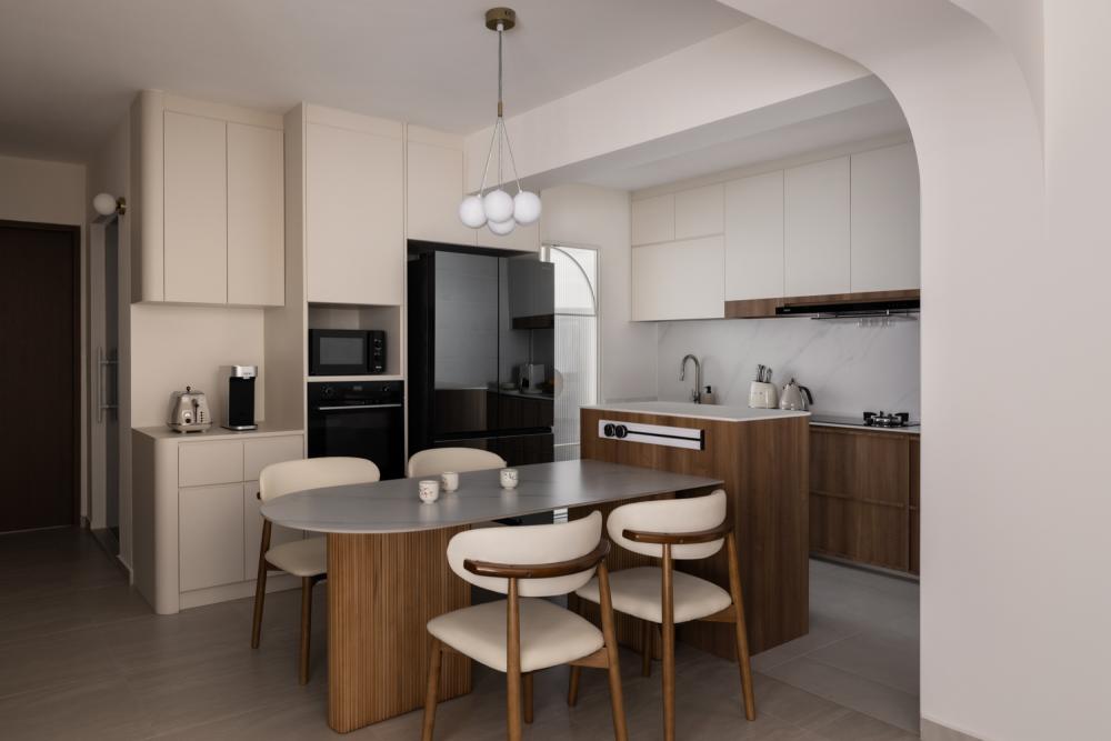 Minimalist Kitchen with Kitchen Island and Cupboard