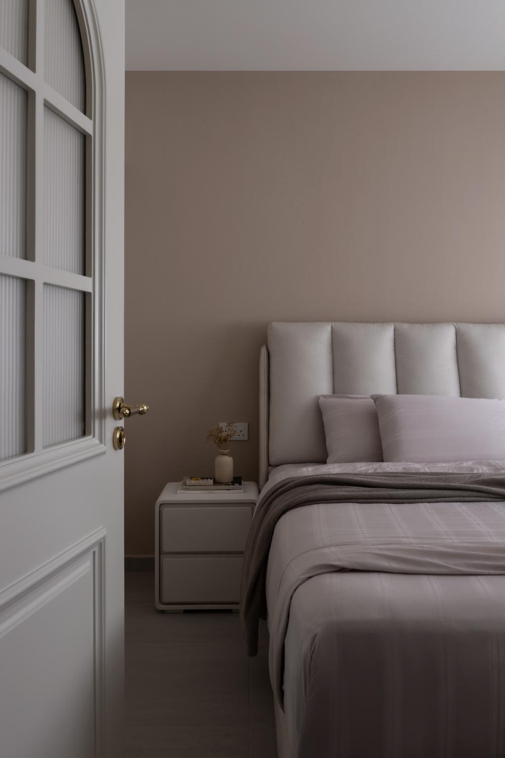 Minimalist Bedroom with Bedside Table and Side Table