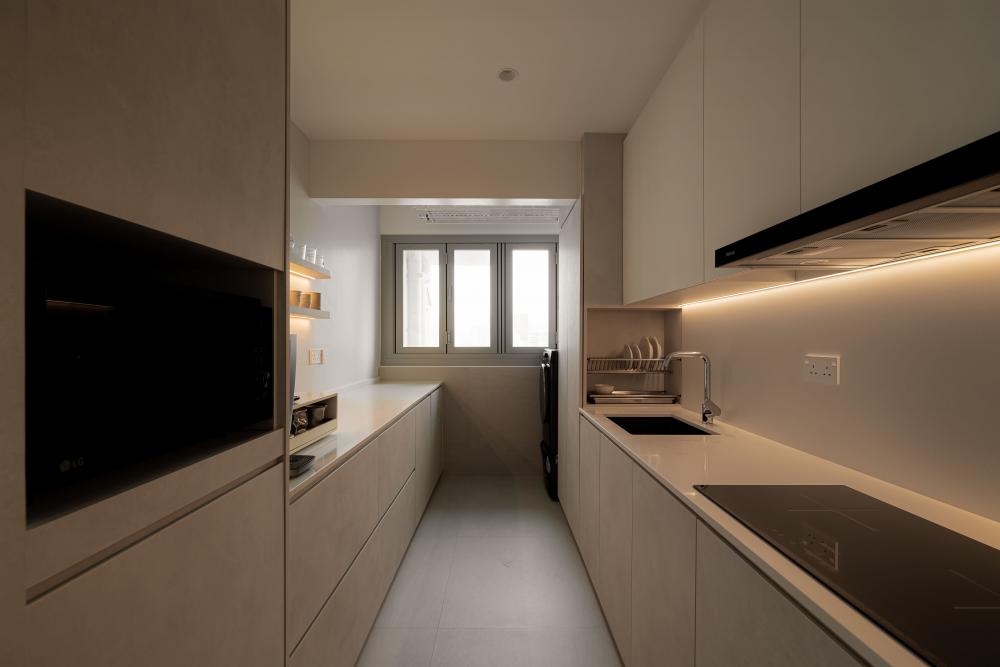 Modern Kitchen with Countertop and Kitchen Window