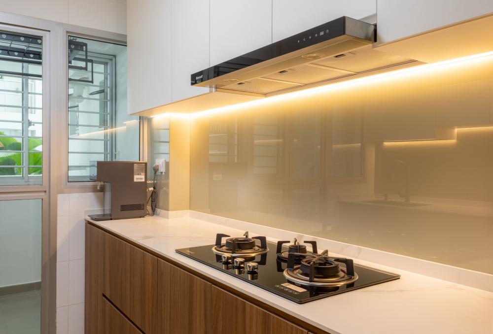 Minimalist Kitchen with Countertop and Kitchen Window
