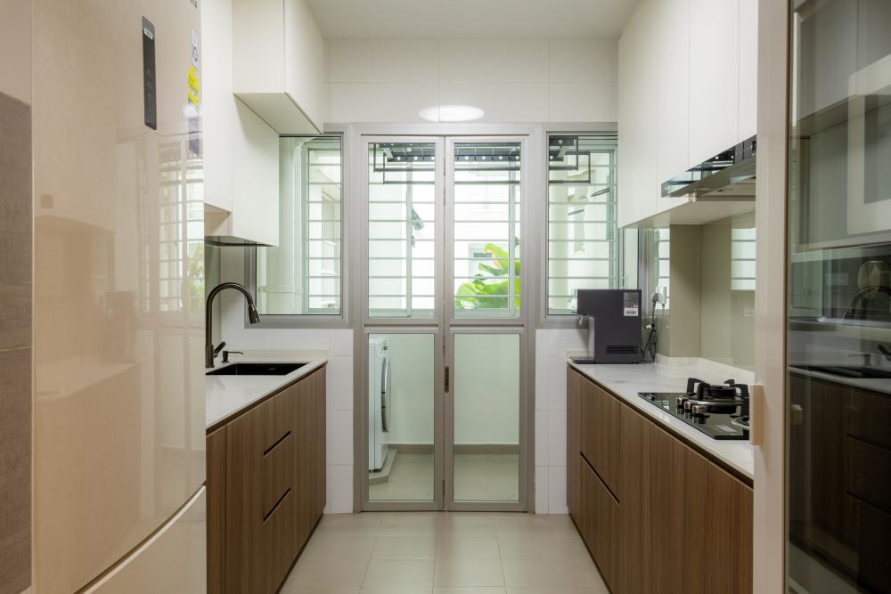 Minimalist Kitchen with Countertop and Kitchen Window