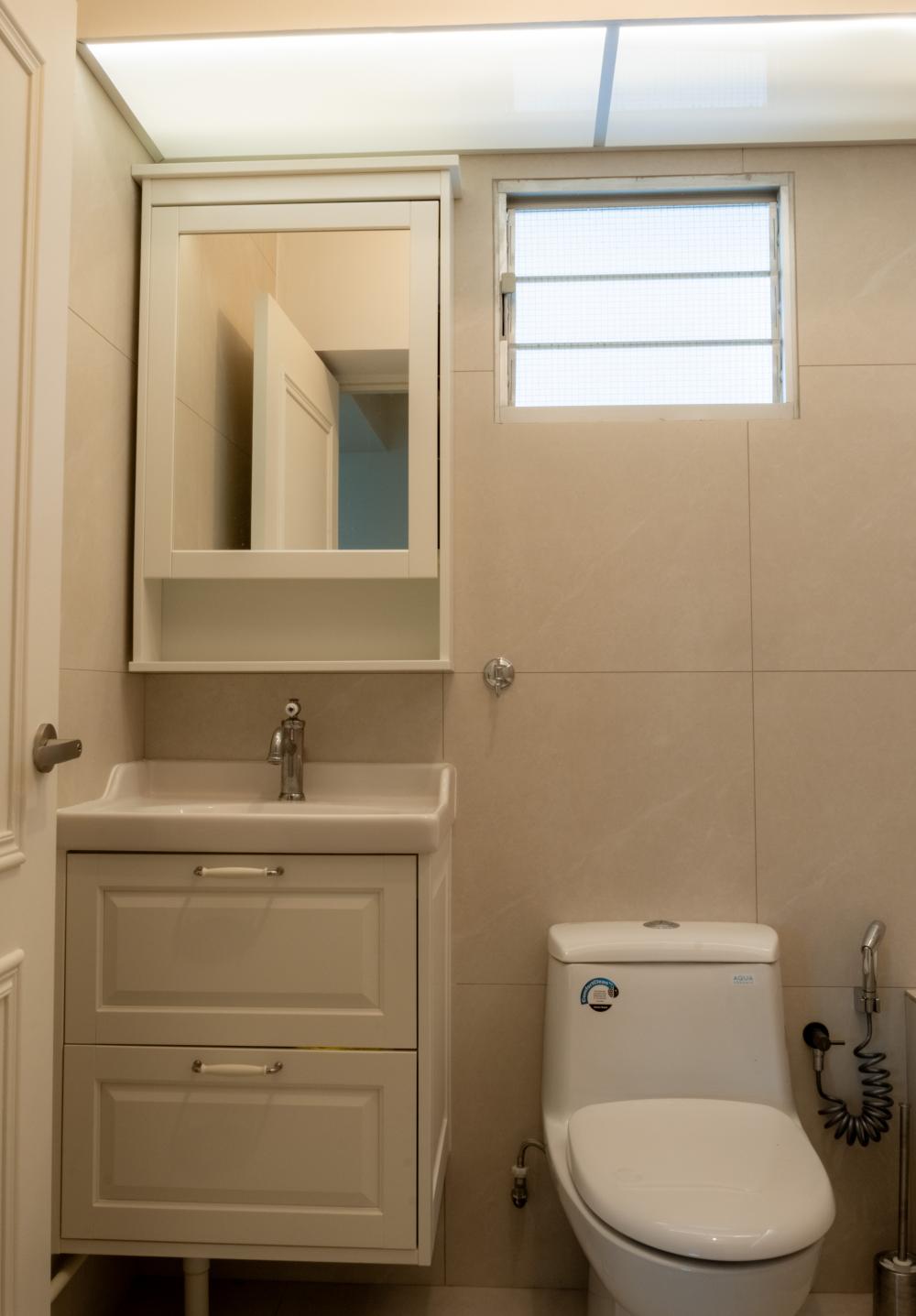 Minimalist Bathroom with Mirror and Bathroom Mirrors