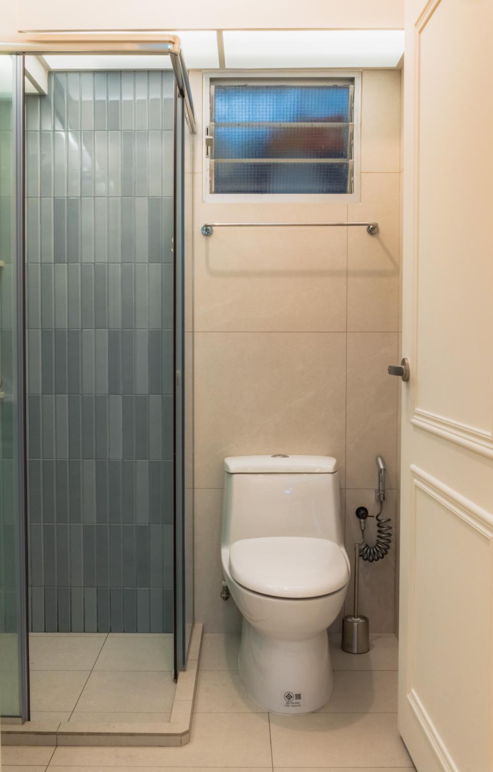 Minimalist Bathroom with Shower Screen and Bathroom Accessories