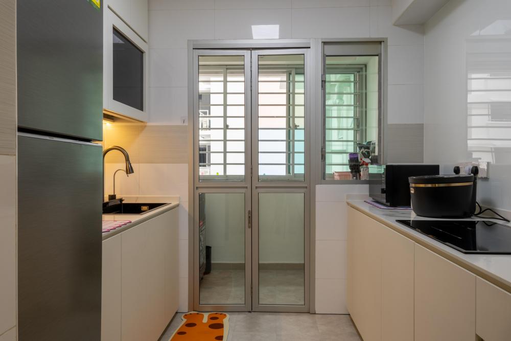 Minimalist Kitchen with Countertop and Kitchen Window