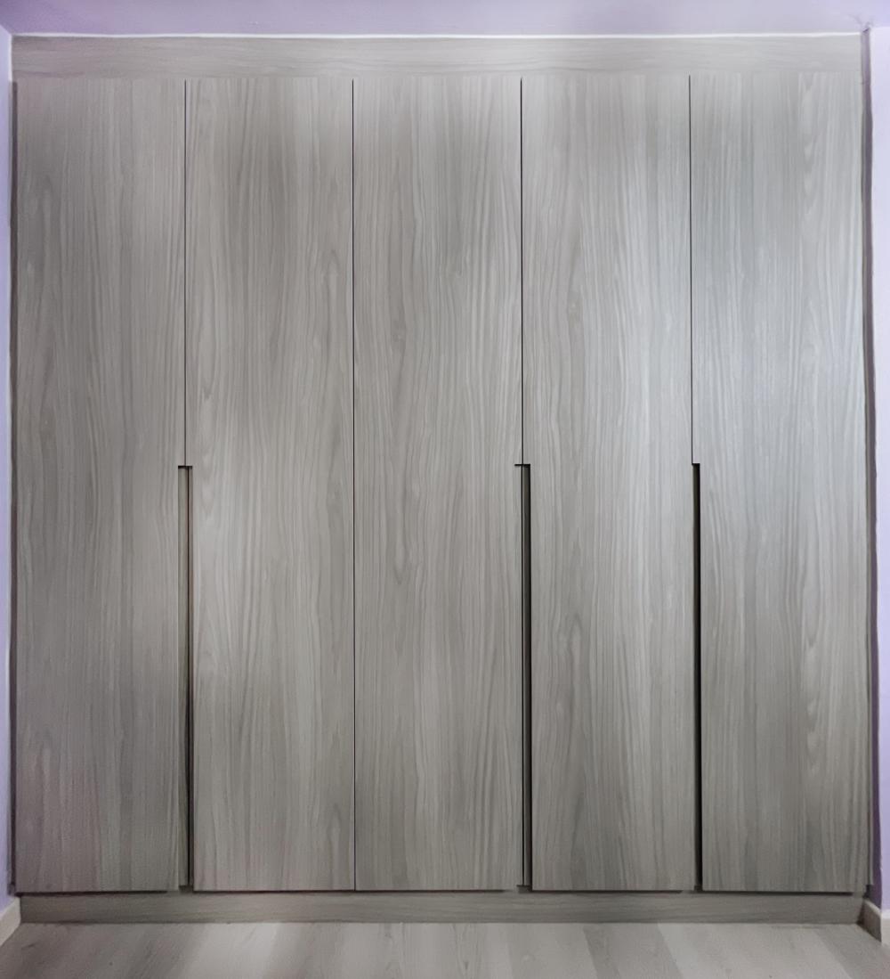 Modern Bedroom with Vinyl Flooring and Cement Floor