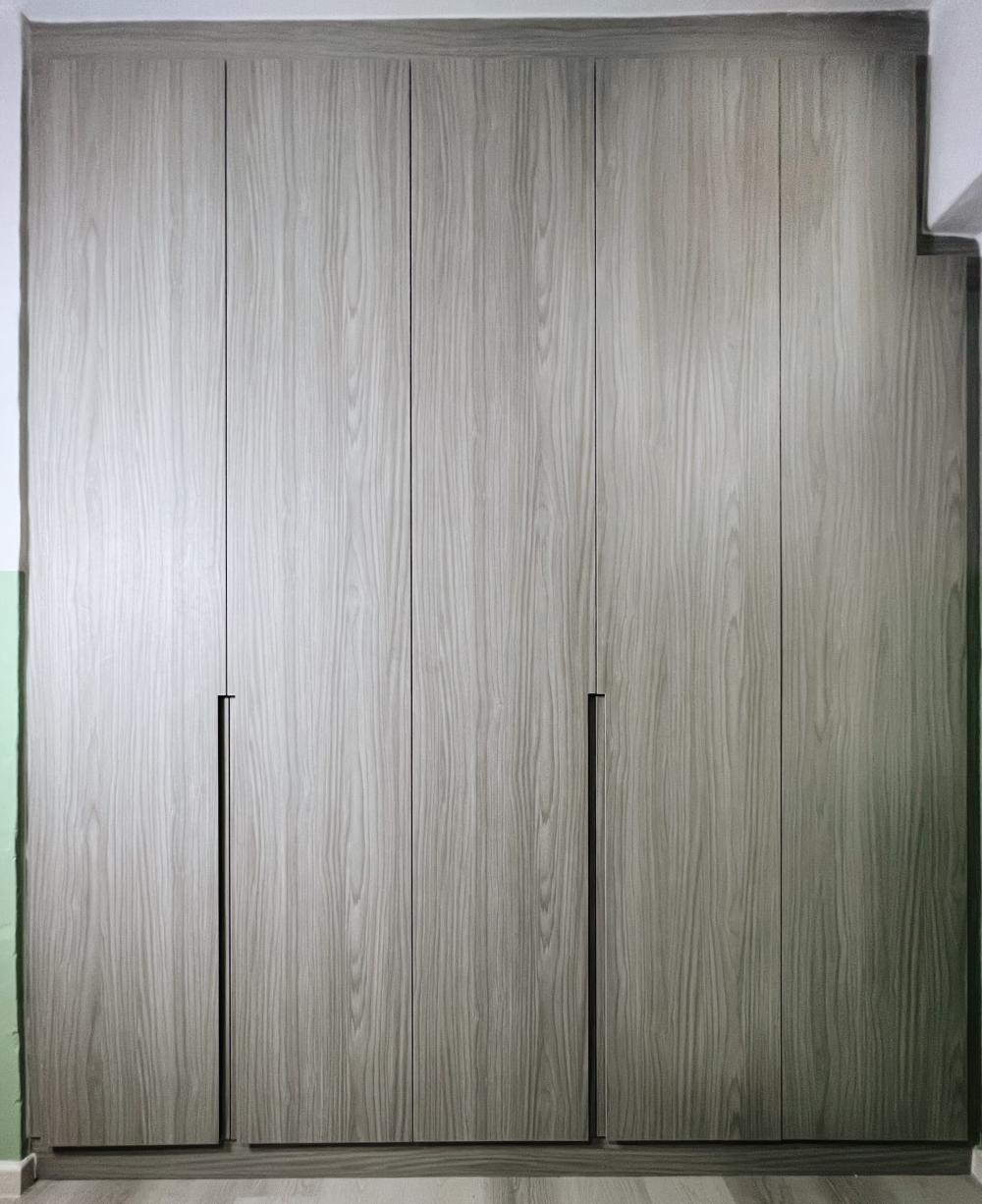 Modern Bedroom with Vinyl Flooring and Cement Floor