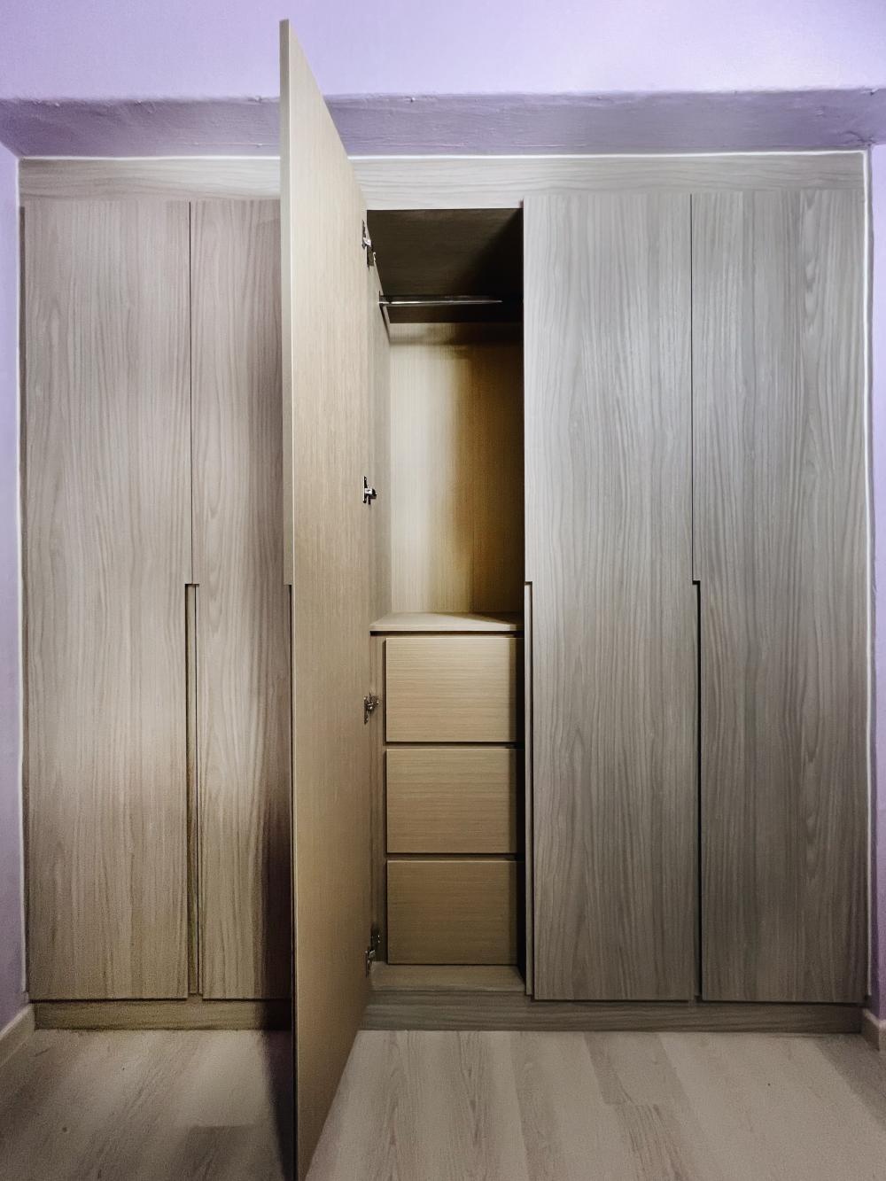 Modern Bedroom with Vinyl Flooring and Wood Flooring