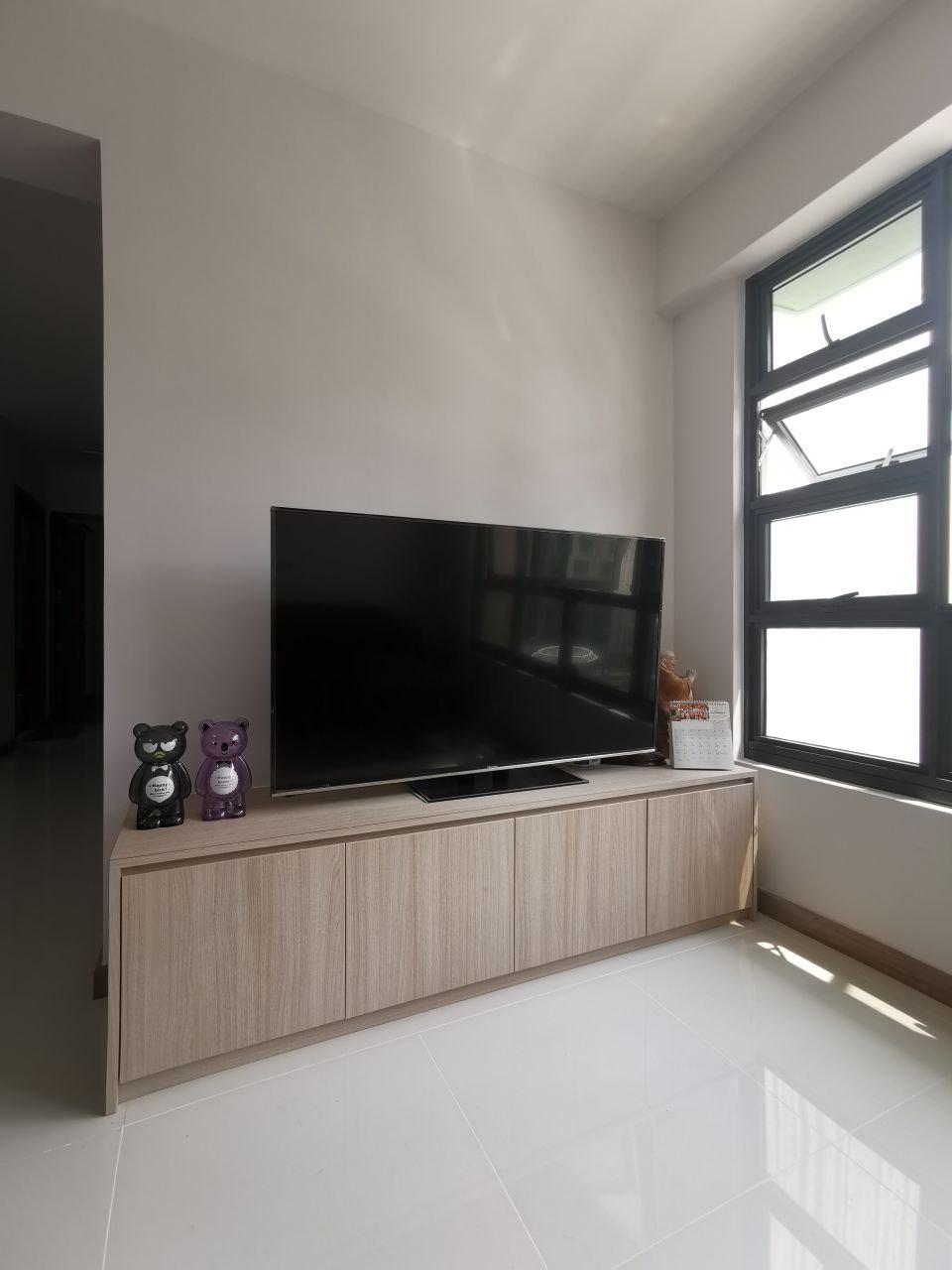 Scandinavian Living Room with Bookshelf and TV Console