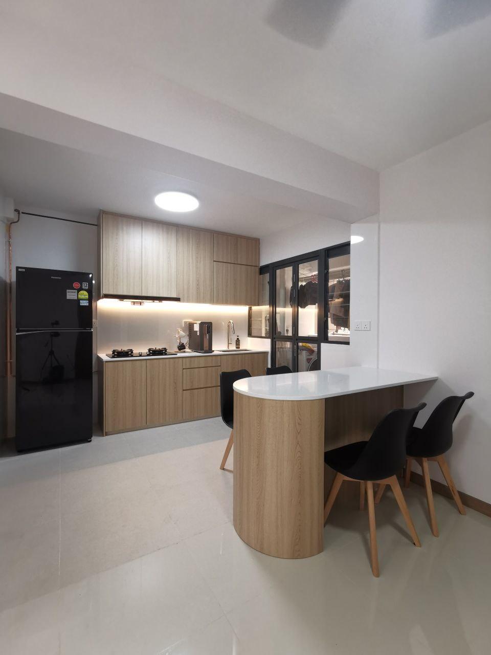Scandinavian Kitchen with Countertop and Kitchen Island