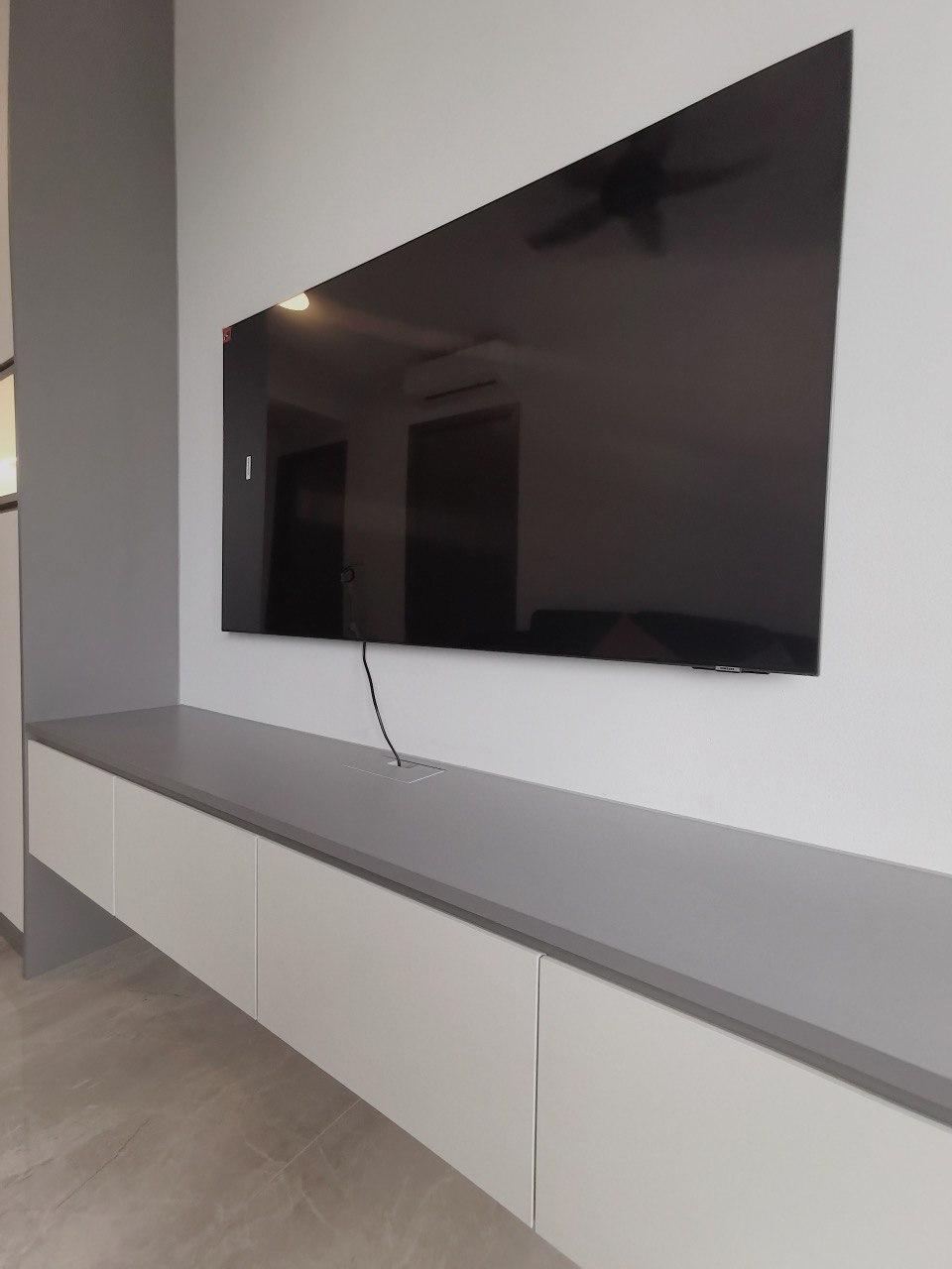 Modern Living Room with TV Console and Ceiling Light