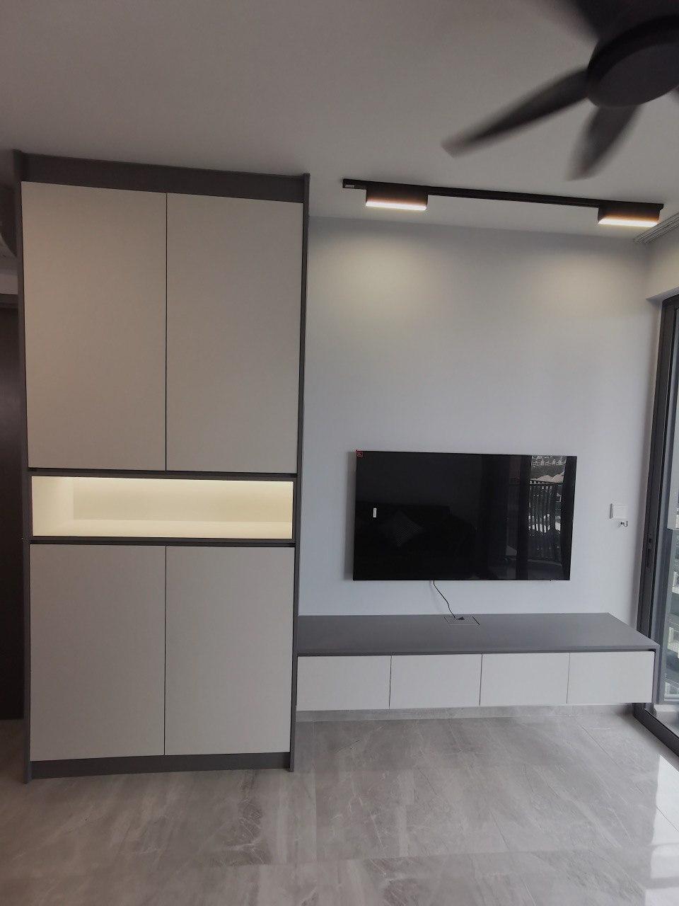 Modern Living Room with TV Console and Downlights