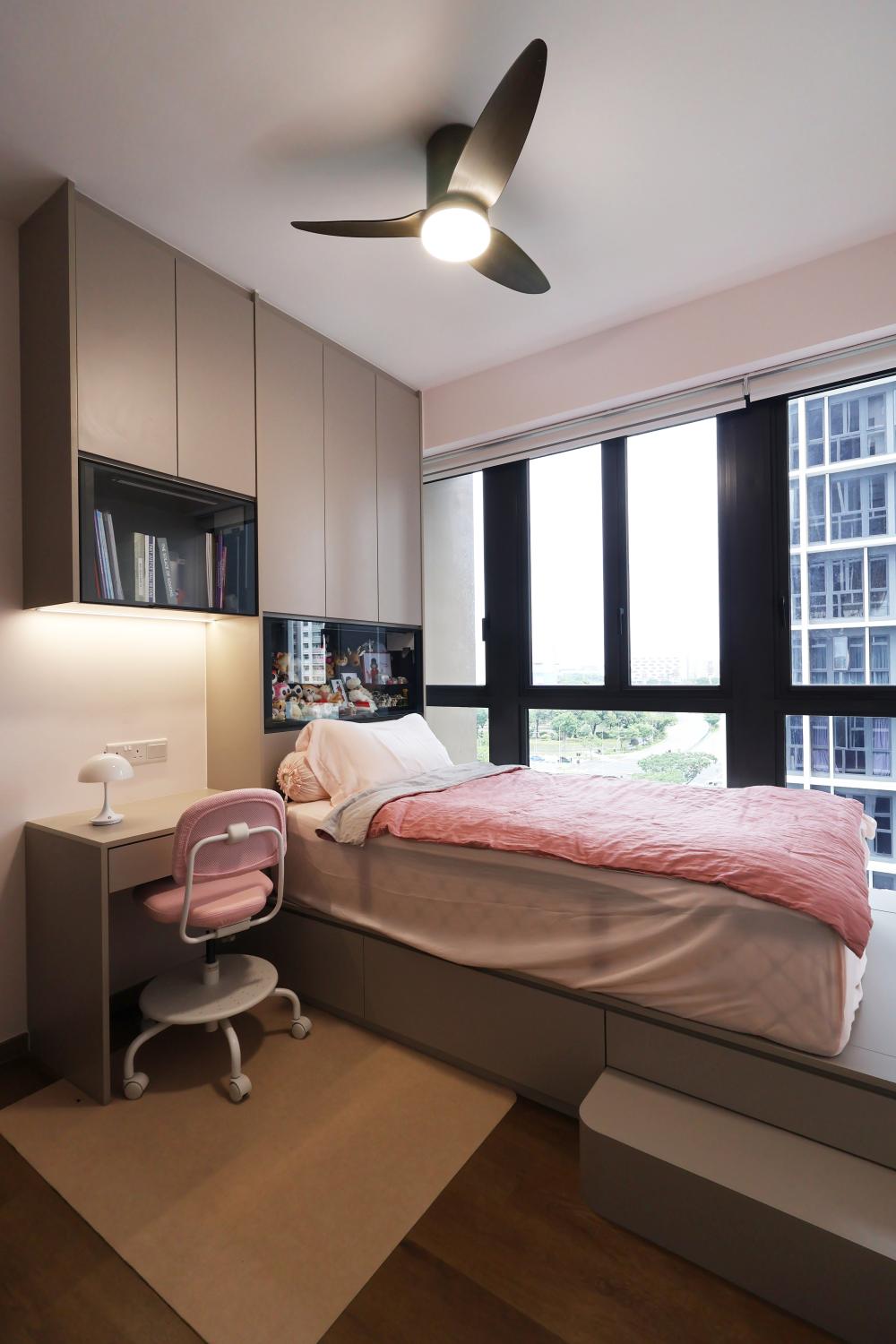 Contemporary Kids Room with Platform Bed and Toys