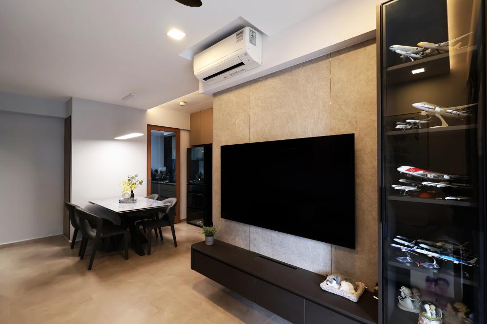 Contemporary Living Room with TV Console and Sofa