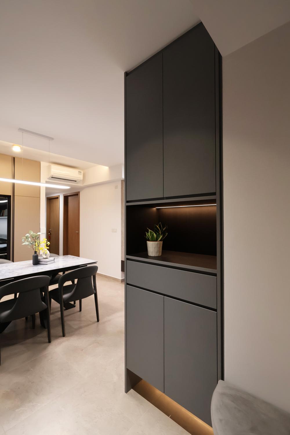 Contemporary Entryway with Shoe Cabinets and Doors
