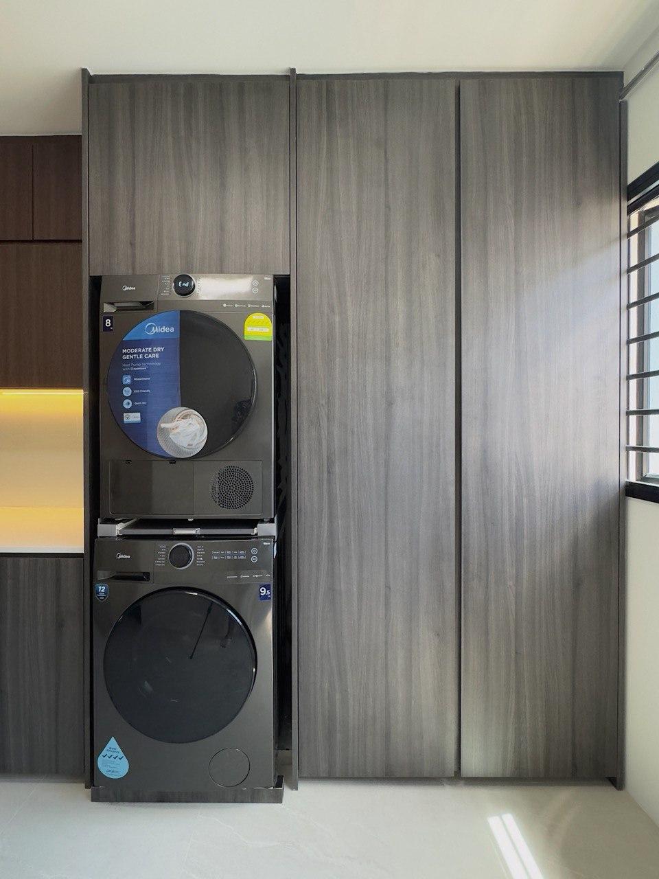 Modern Service Yard with Washing Machine and Laundry Area