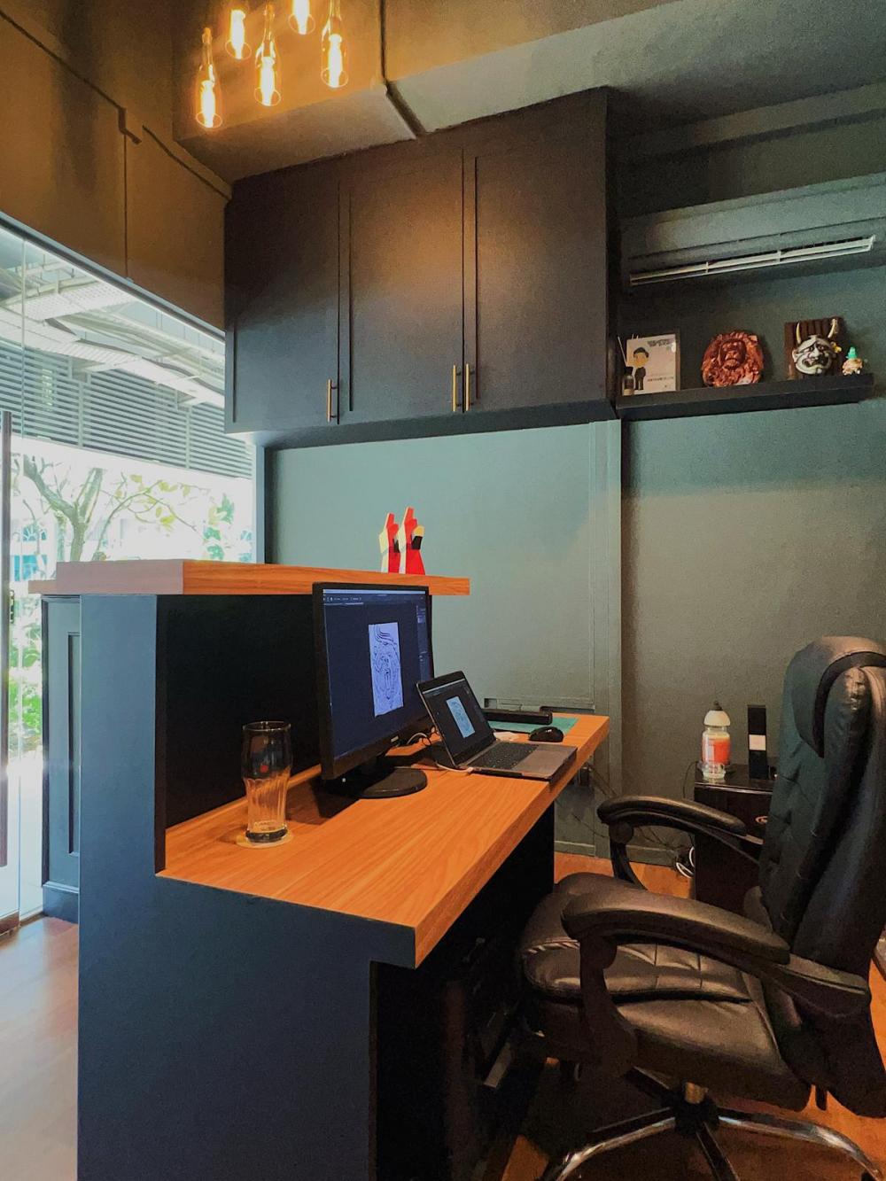 Industrial Workstation with Desk and Desk Chairs