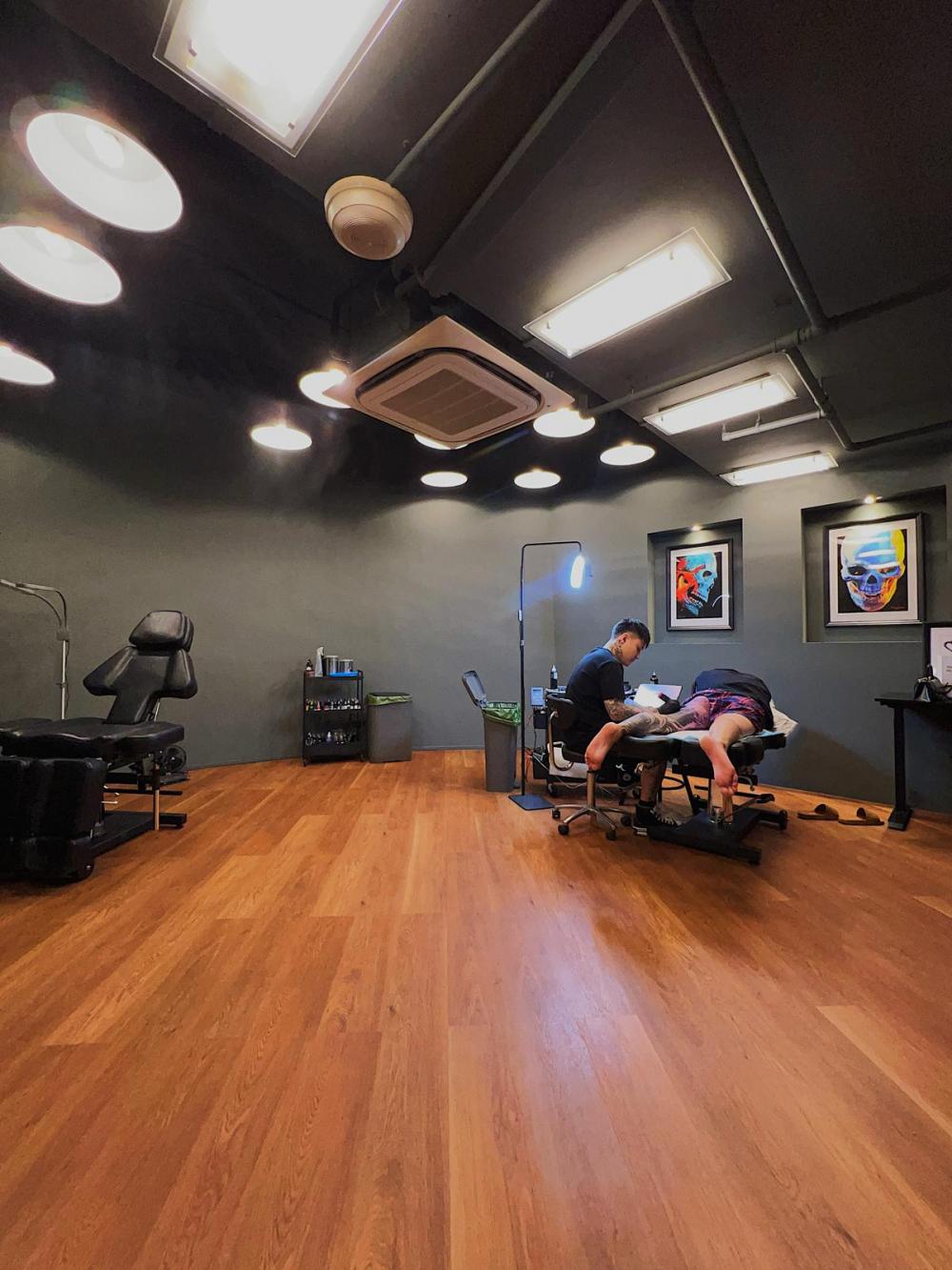 Industrial Workstation with Vinyl Flooring and Staircase