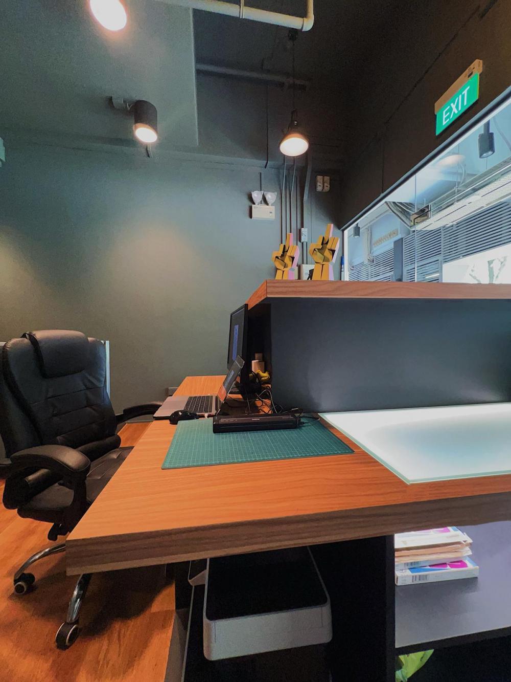 Industrial Workstation with Desk and Storage Cabinets