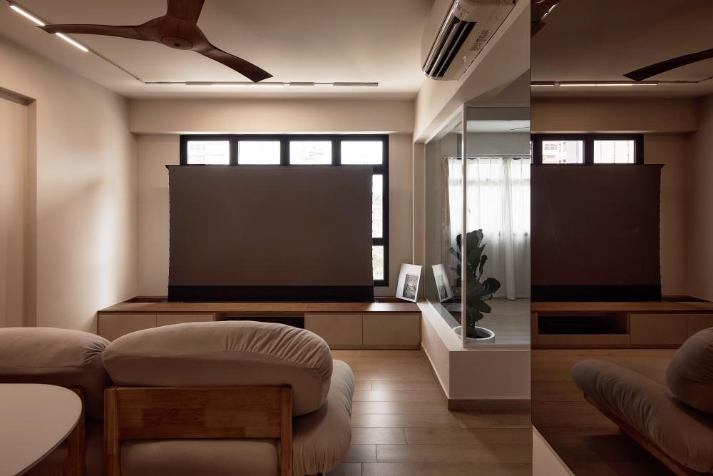 Minimalist Living Room with TV Console and Sofa