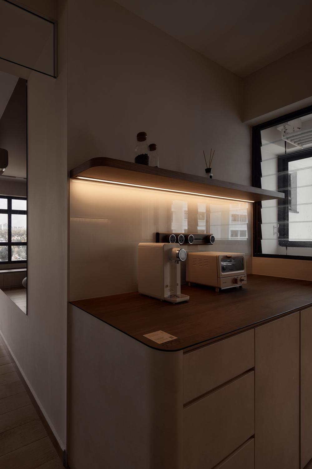 Minimalist Pantry with Kitchen Island and Console Table