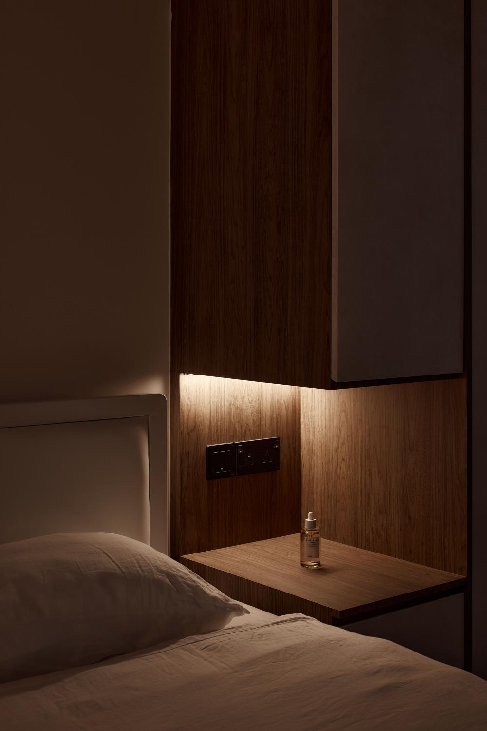 Minimalist Bedroom with Closet and Bedside Table