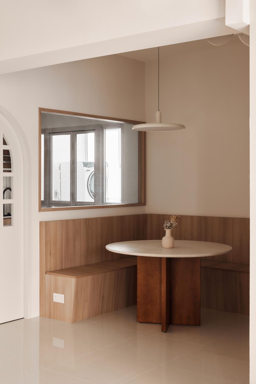 Minimalist Dining Room with Dining Table and Seating Bench