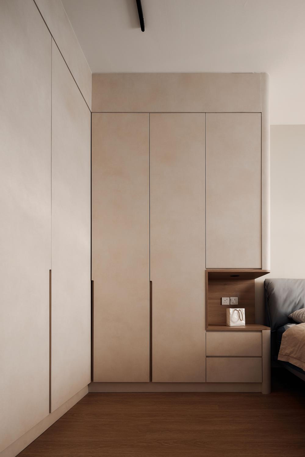 Minimalist Bedroom with Wardrobe and Closet