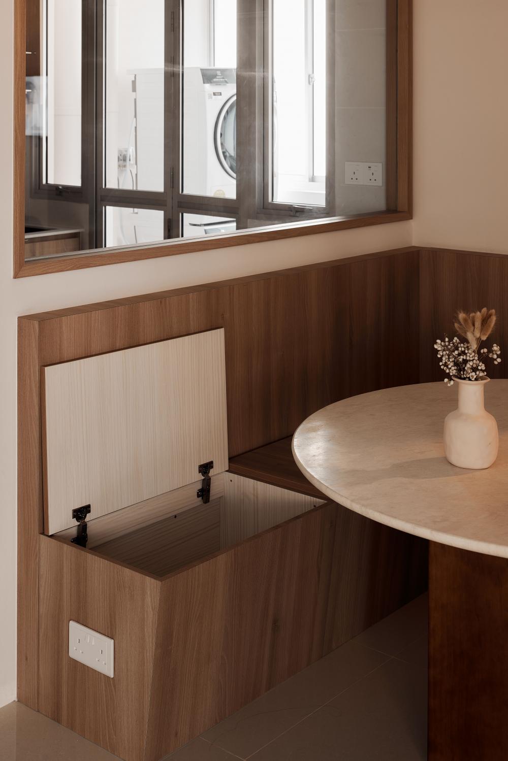 Minimalist Dining Room with Dining Chairs and Seating Bench