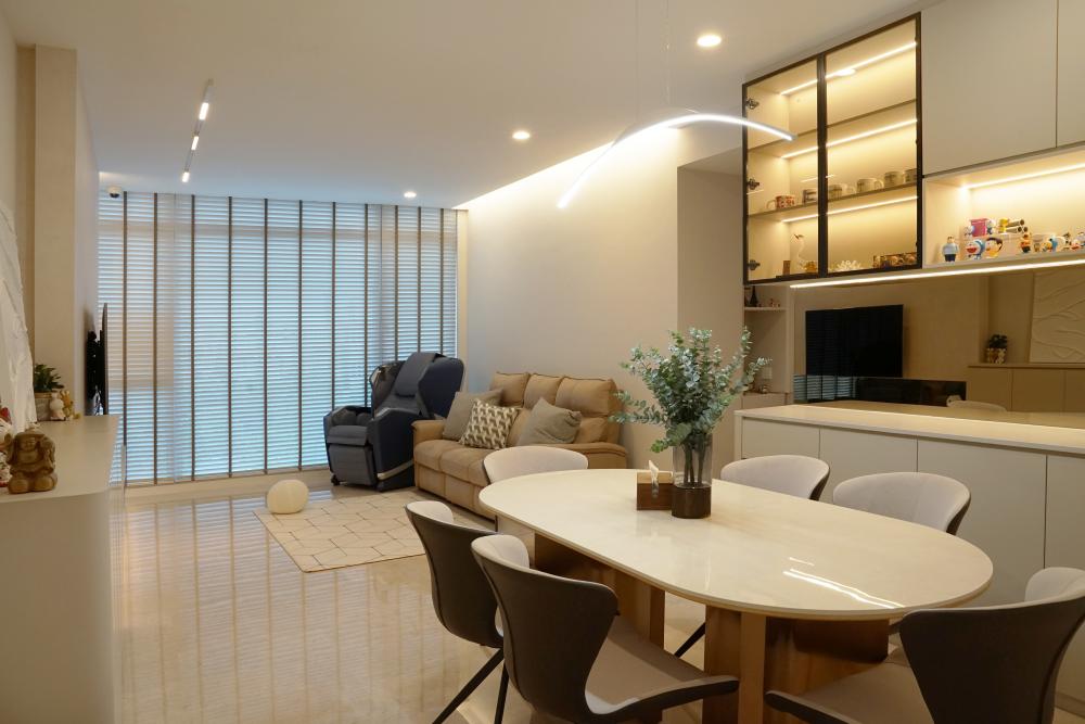 Modern Living Room with Sofa and Display Cabinets
