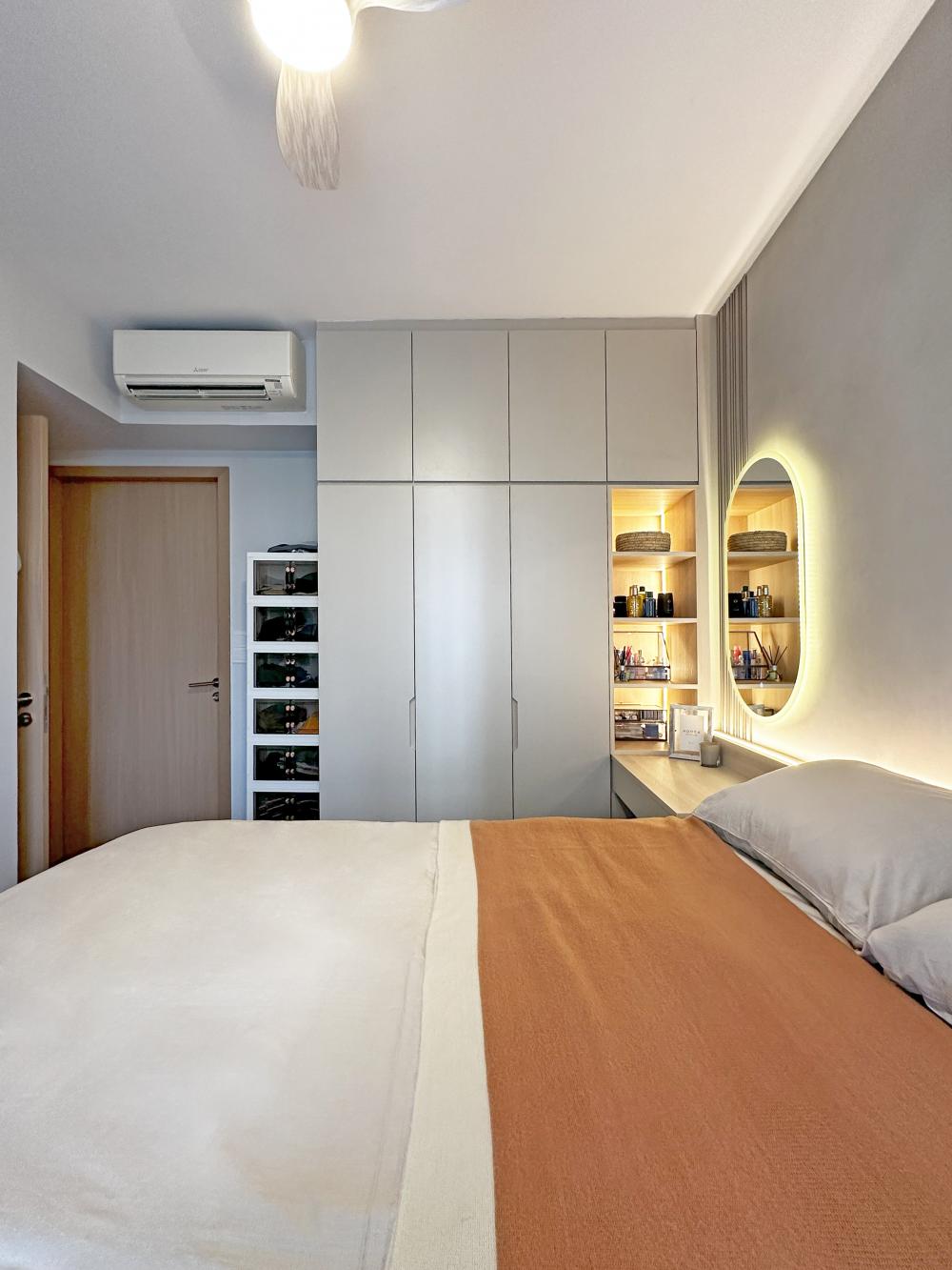 Modern Bedroom with Bed and Lighting