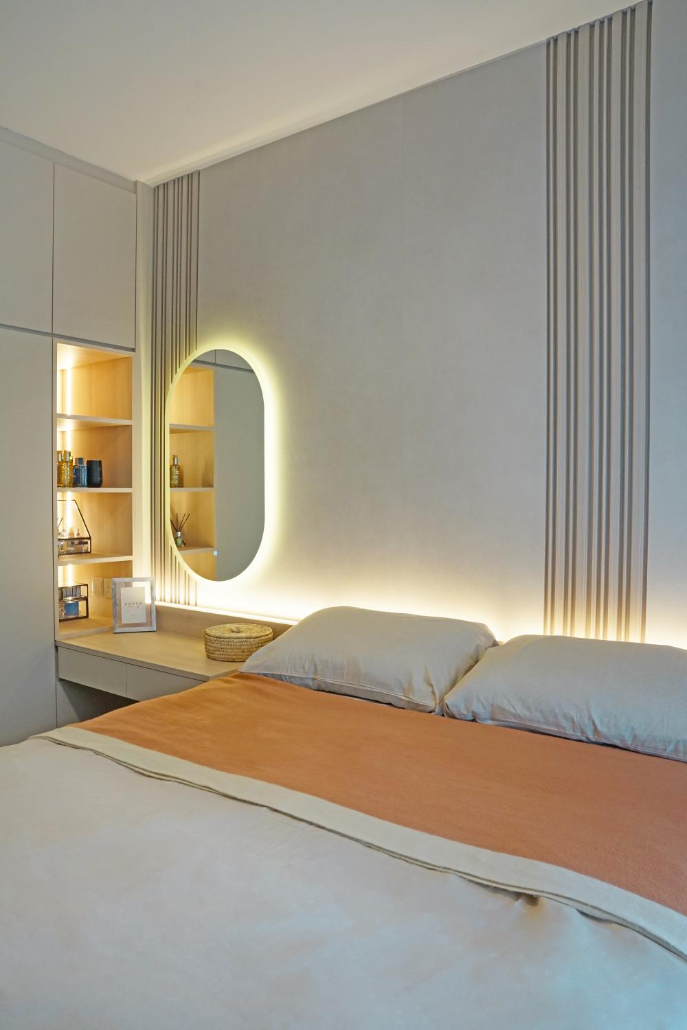 Modern Bedroom with Bed and Lighting