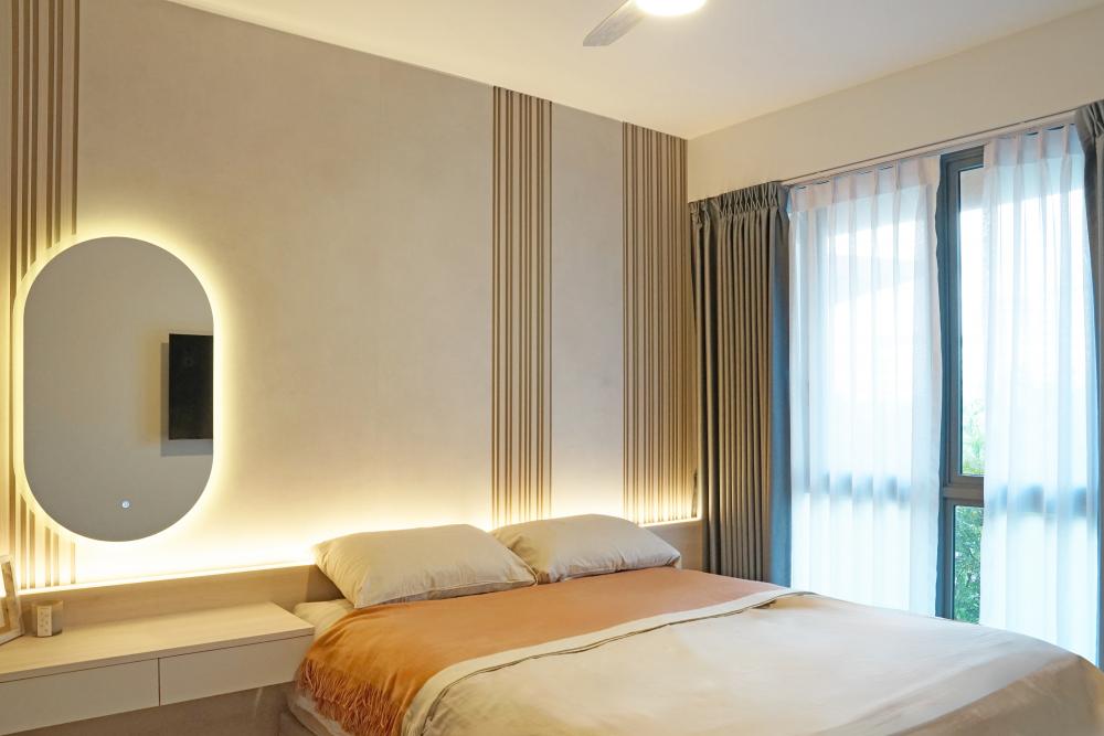 Modern Bedroom with Bed and Lighting
