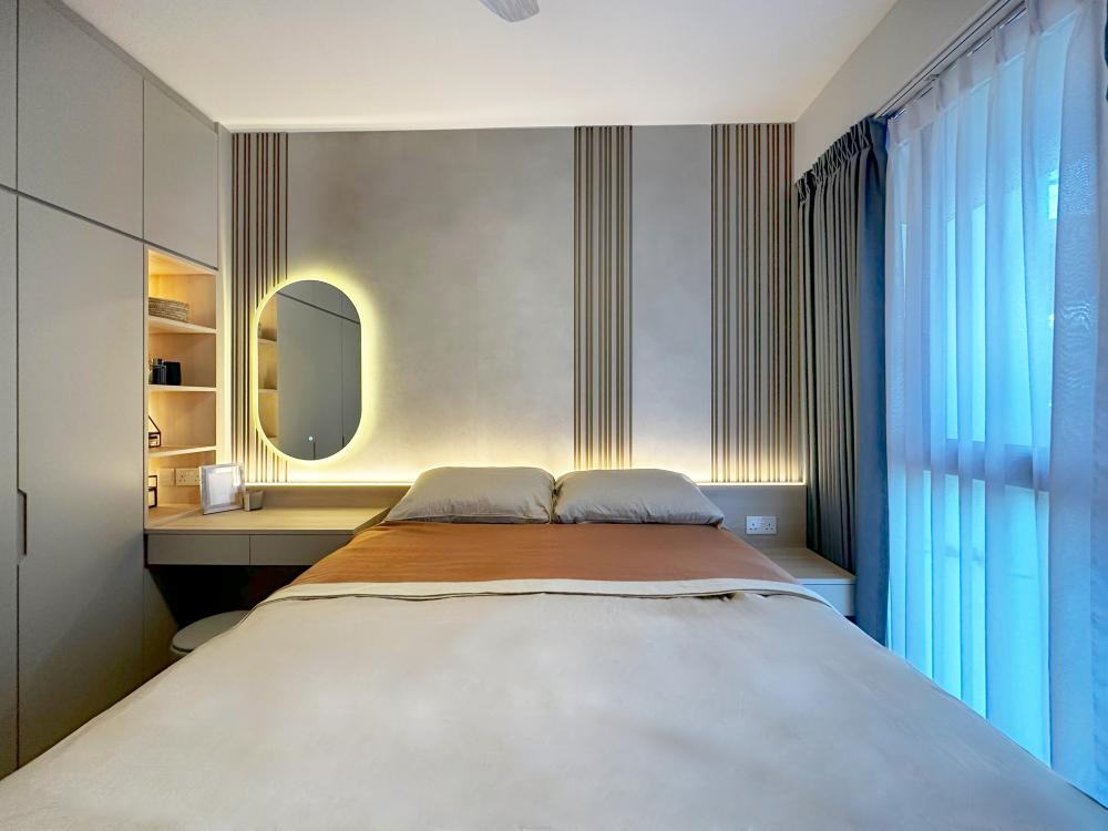 Modern Bedroom with Bed and Lighting