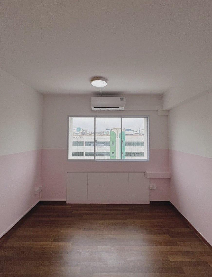 Minimalist Bedroom with Bookshelf and Vinyl Flooring