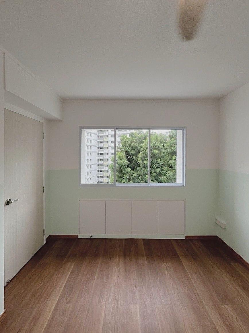 Minimalist Bedroom with Vinyl Flooring and Wardrobe